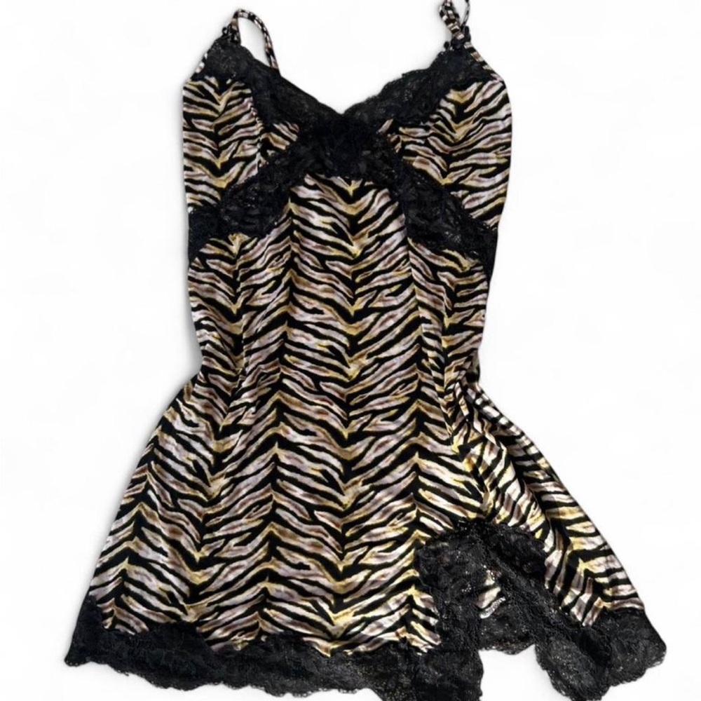 Victoria's Secret Zebra Print Chemise with Black Lace